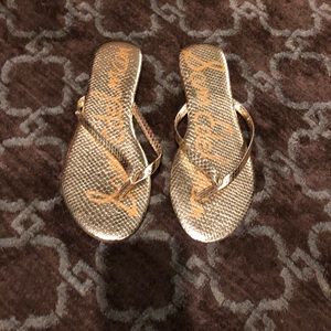 Sam Edelman gold slip on sandals